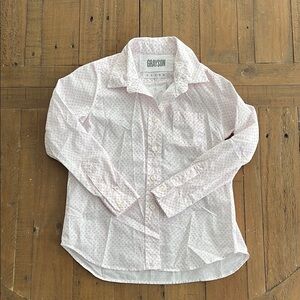 Grayson the hero pale pink heart button down shirt